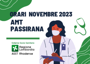 AMBULATORIO MEDICO TEMPORANEO DI PASSIRANA: ORARI  NOVEMBRE 2023