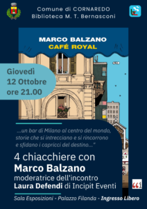 INCONTRI D’AUTORE:  MARCO BALZANO e IL CAFE’ ROYAL